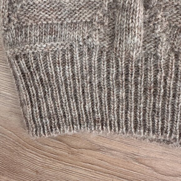 Men's Aran Fisherman's Cable Knit Crew Neck Sweater sz S - Mocha - Picture 6 of 12